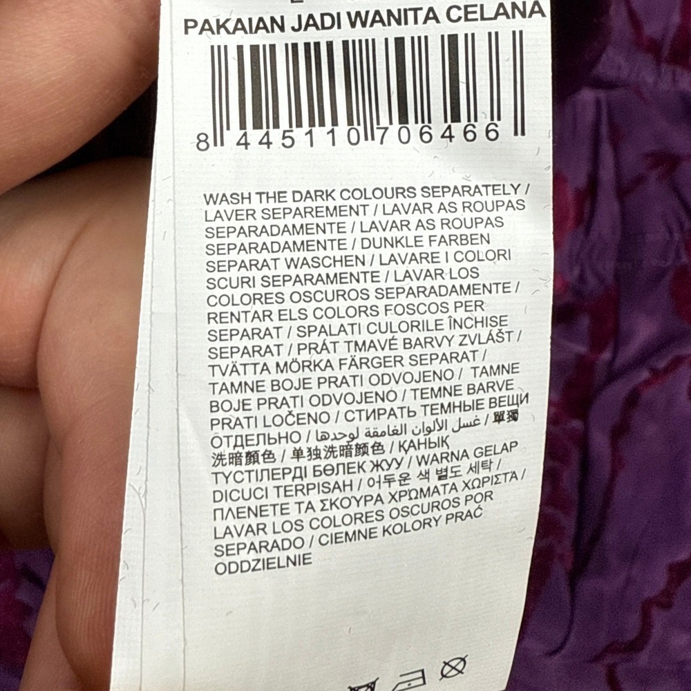 DESIGUAL Purple Floral Devore Burnout Velvet Flared Fluid Pants Size S - Picture 8 of 8